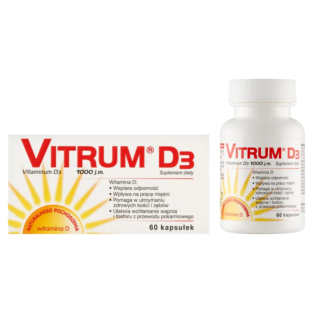 Vitrum D3 1000 j.m., suplement diety, 60 kapsułek 