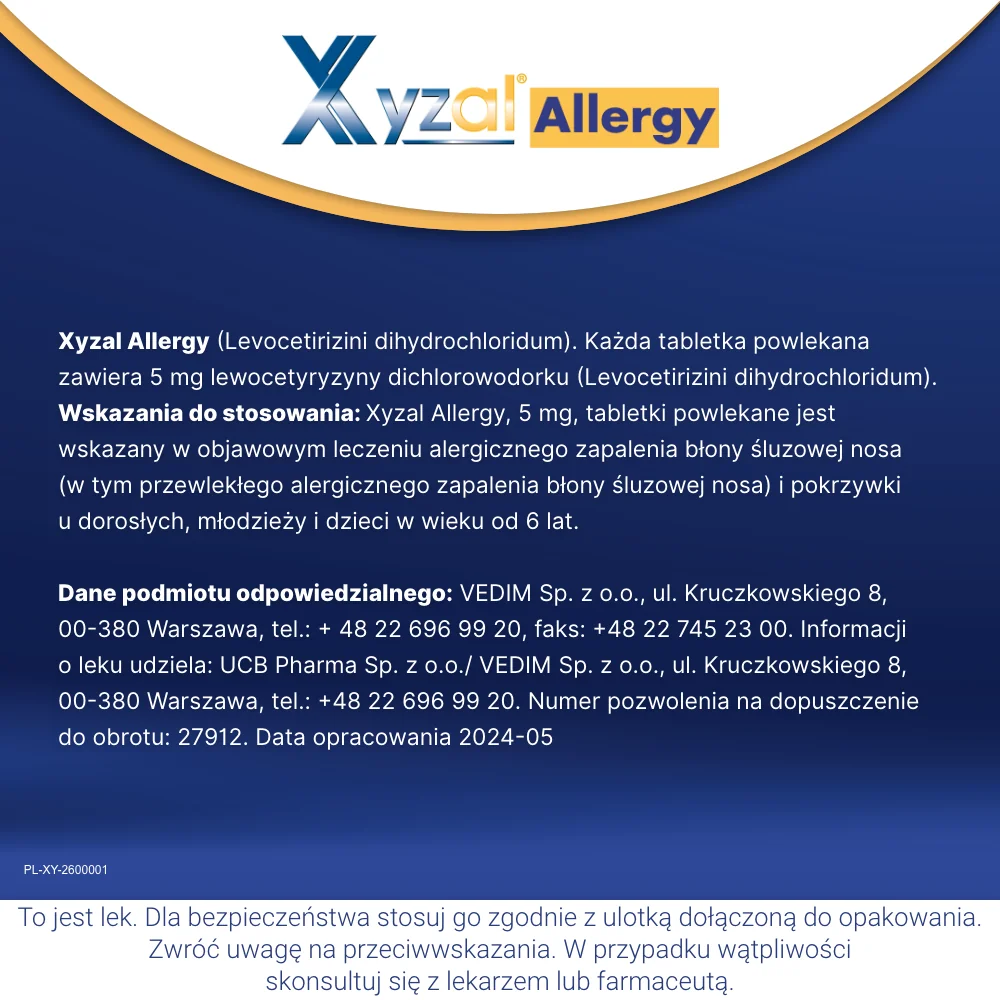 Xyzal Allergy 5 mg 10 tabletek powlekanych