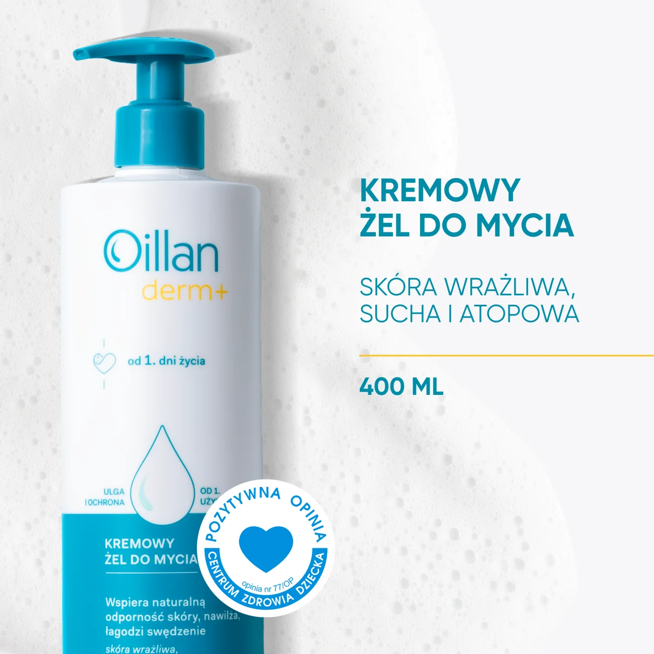 Oillan Derm+ Kremowy żel do mycia, 400 ml