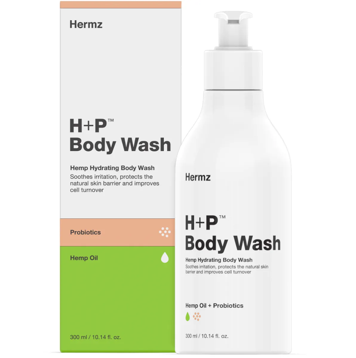 H+P Body Wash, konopny żel do mycia z CBD i probiotykami, 300 ml