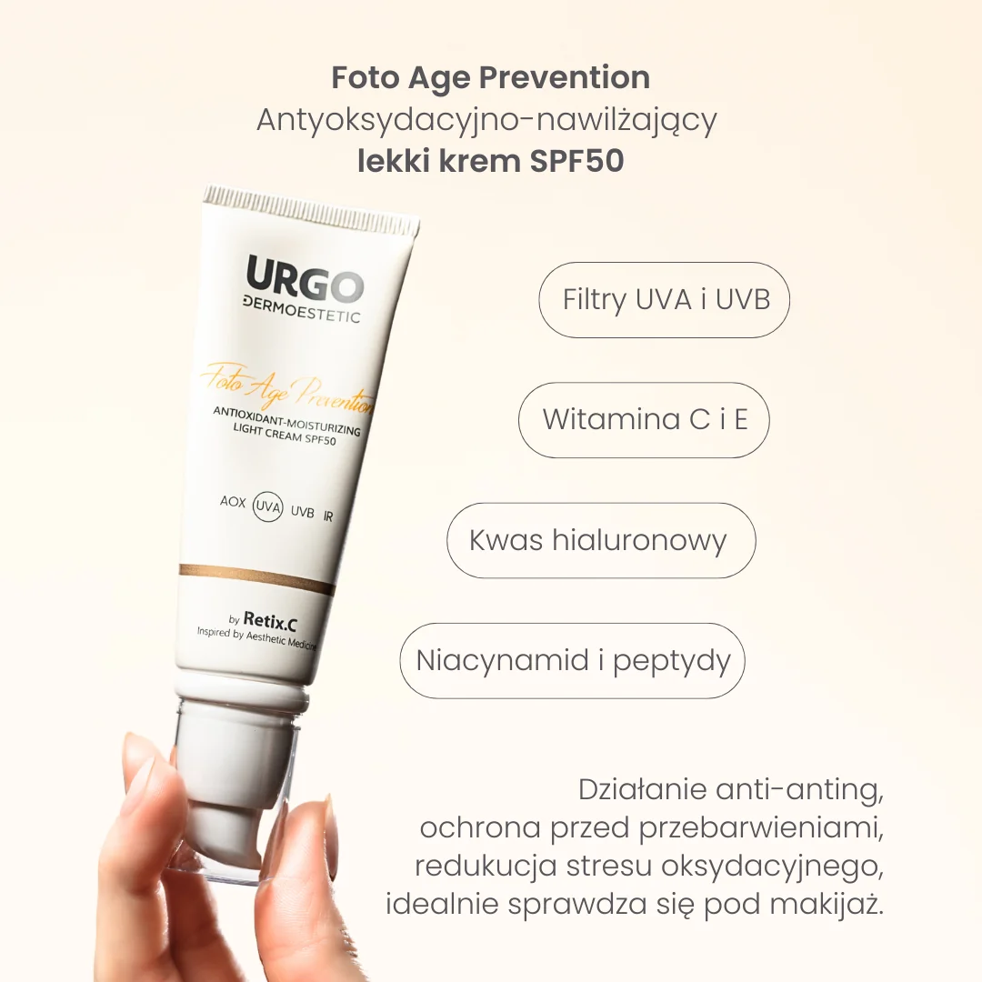 URGO Dermoestetic Foto Age Prevention antyoksydacyjno-nawilżający lekki krem SPF 50, 45 ml