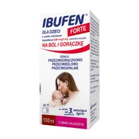 Ibufen dla Dzieci Forte 200mg/5ml, smak malinowy, 100 ml