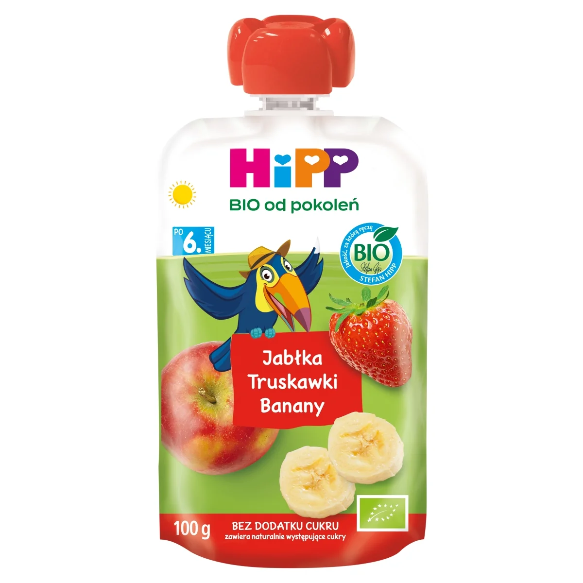 HiPP BIO od pokoleń mus jabłka-truskawki-banany, 100 g
