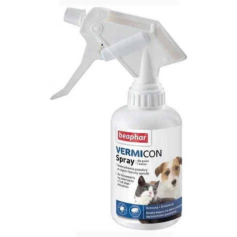 Beaphar Vermicon Spray dla psa i kota przeciw kleszczom i pchłom, 250 ml
