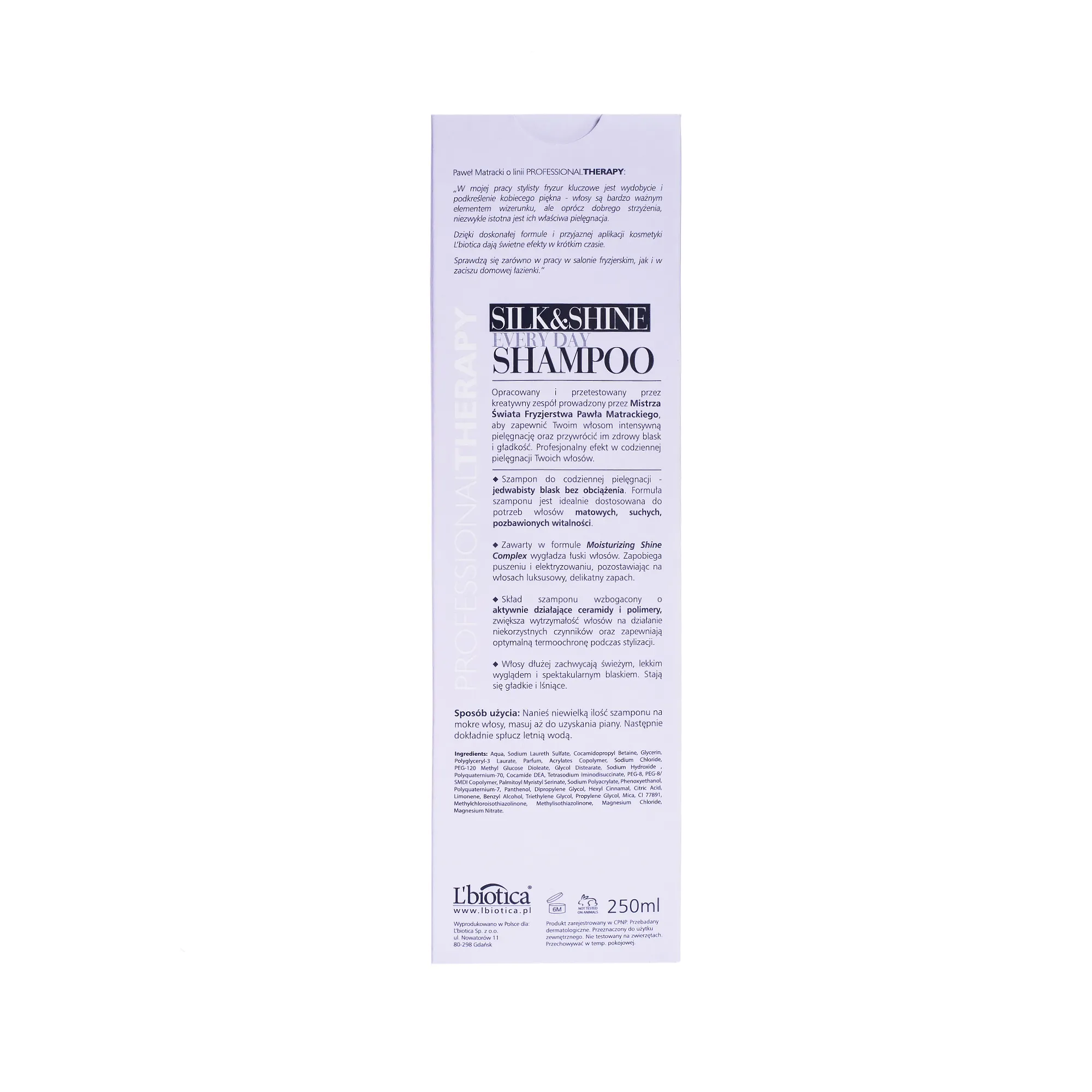 L`Biotica Professional Therapy Shampoo Silk & Shine, szampon wygładzający, 250 ml 