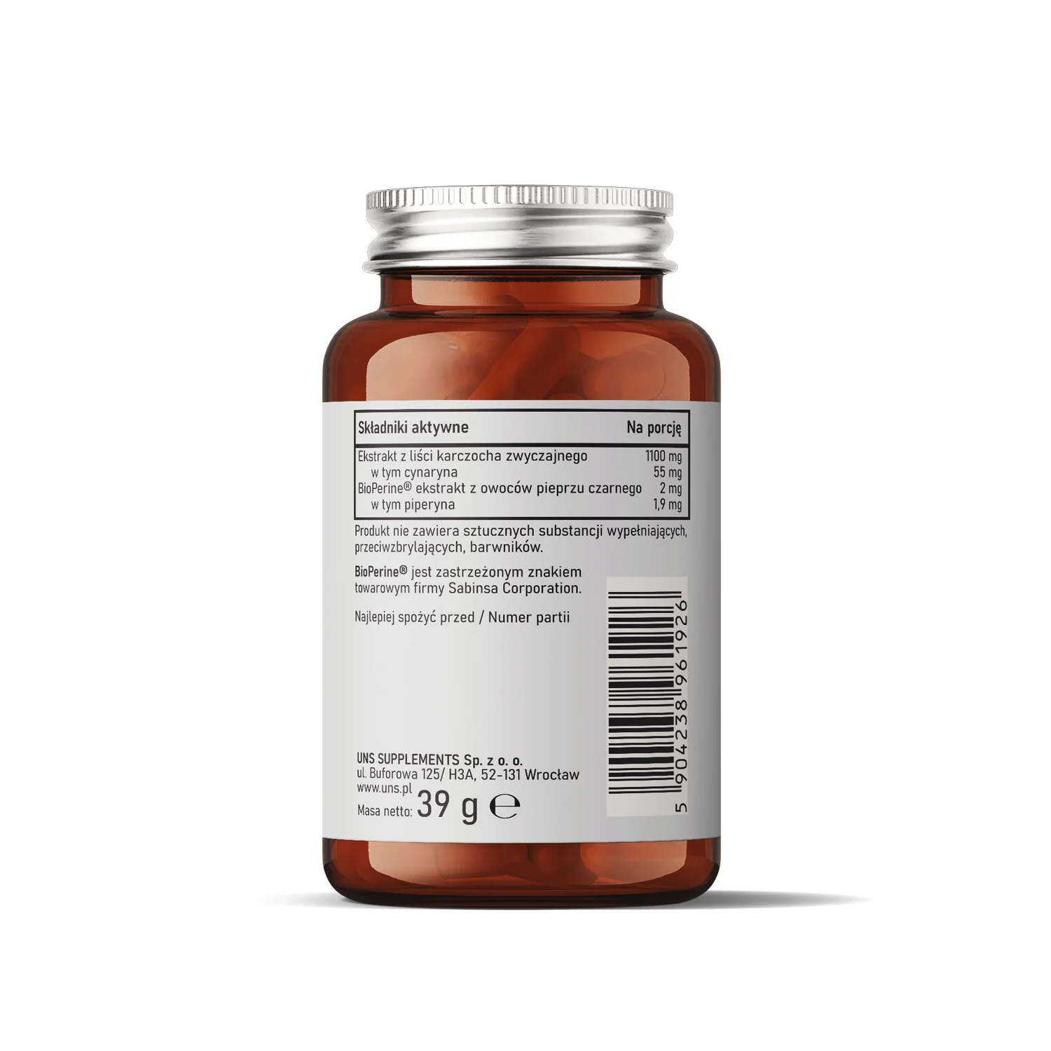 UNS Karczoch zwyczajny + BioPerine® 60 wege kapsułek
