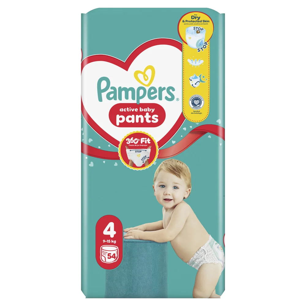 Pampers Active Baby Pants 4 pieluchomajtki, rozmiar 4, 9-15 kg, 54 sztuki