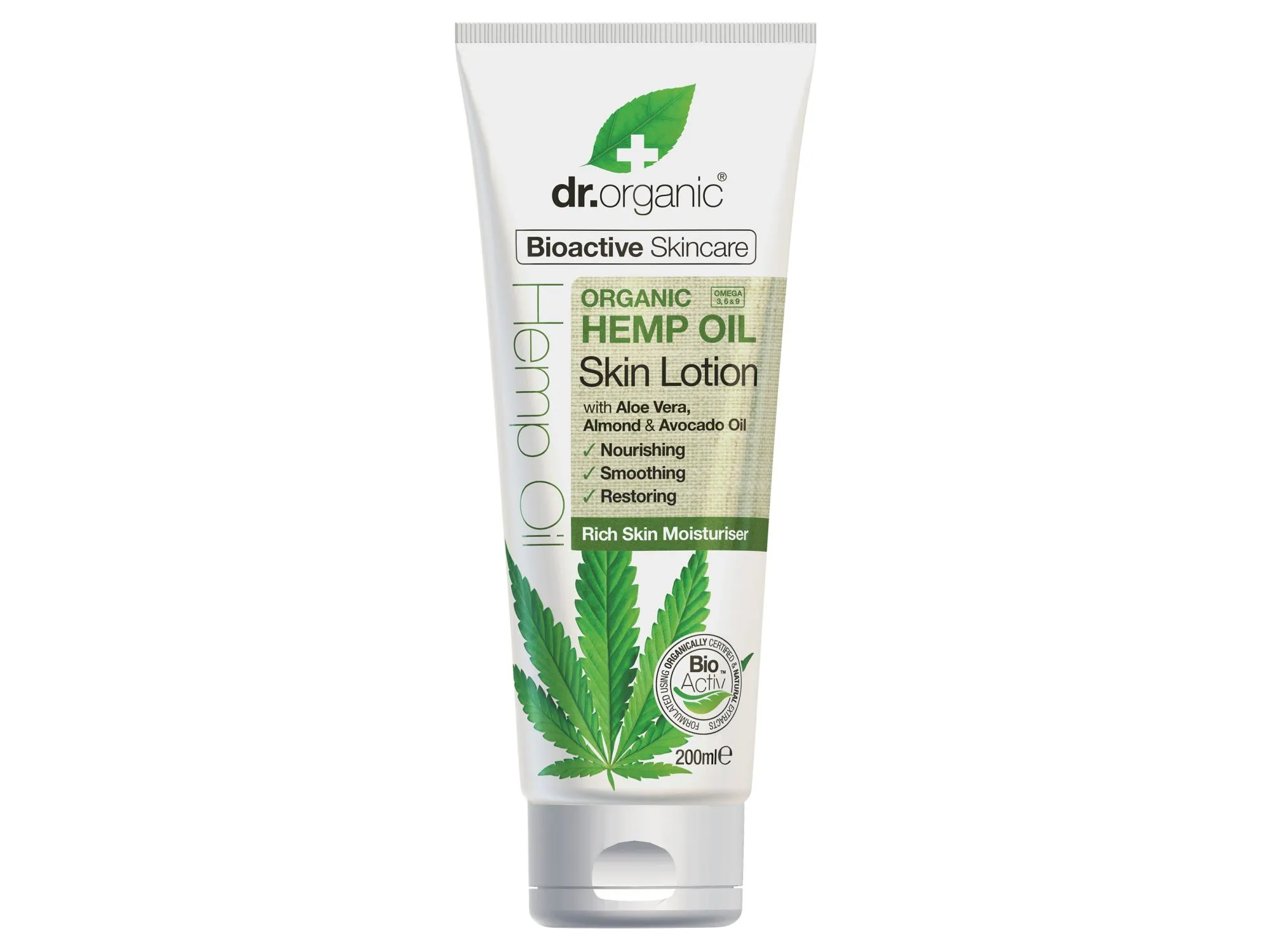 Dr.Organic Hemp Oil, balsam do ciała z olejem konopi siewnych, 200 ml