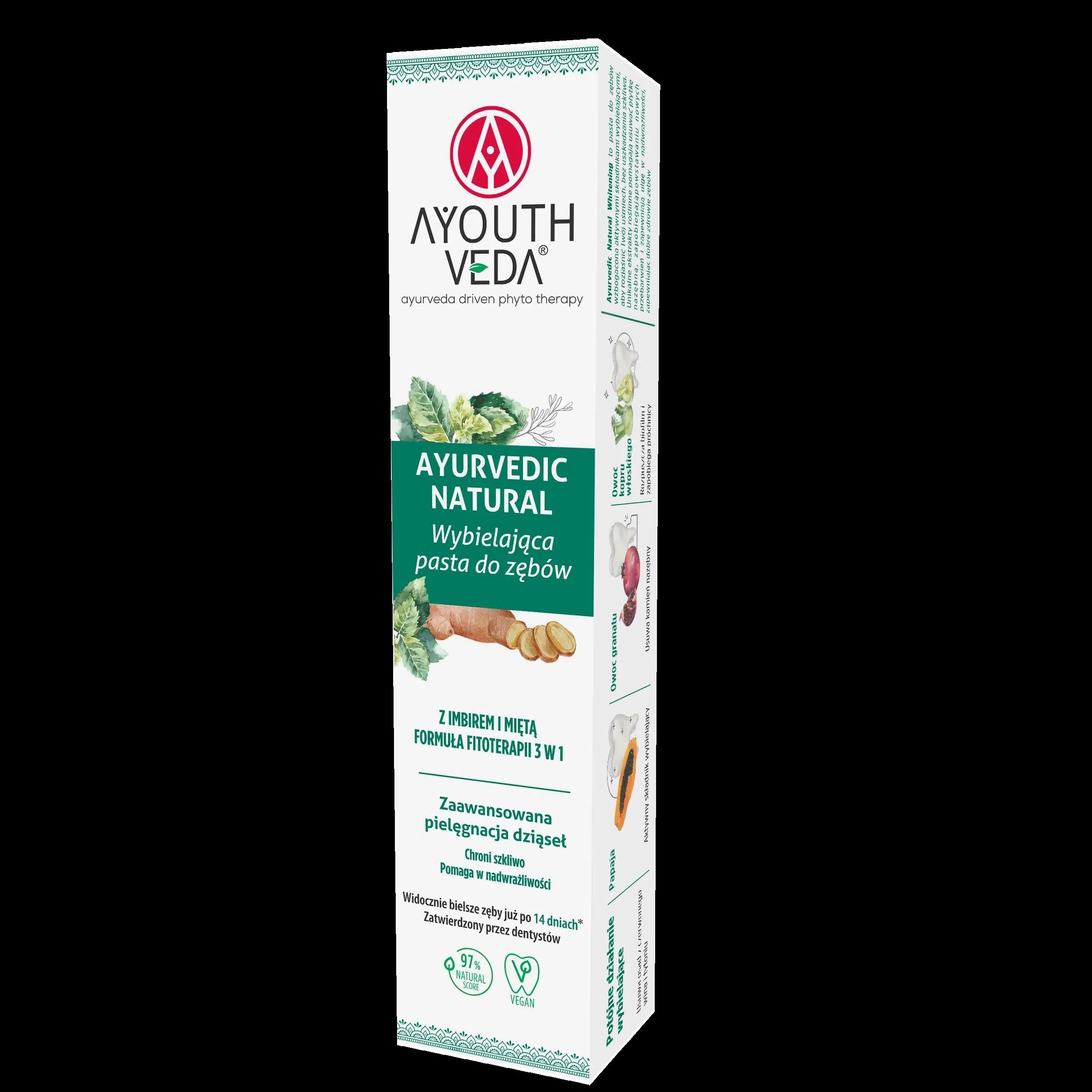 Ayouthveda Ayurvedic Natural wybielająca pasta do zębów, 100 g