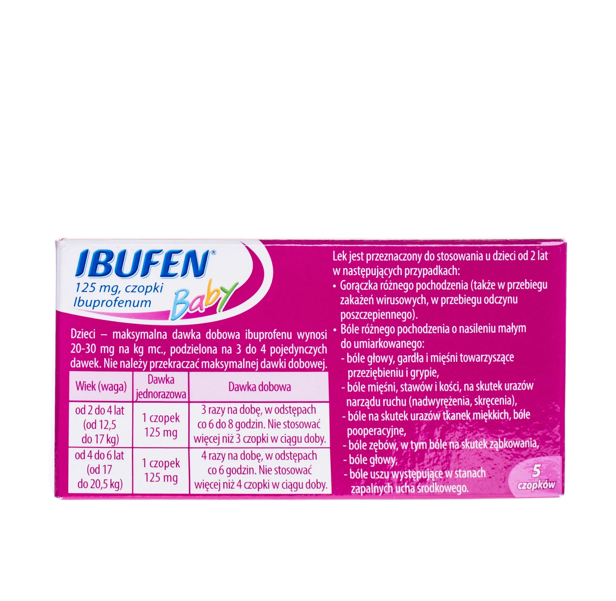 Ibufen Baby, 125 mg,, 5 czopków 
