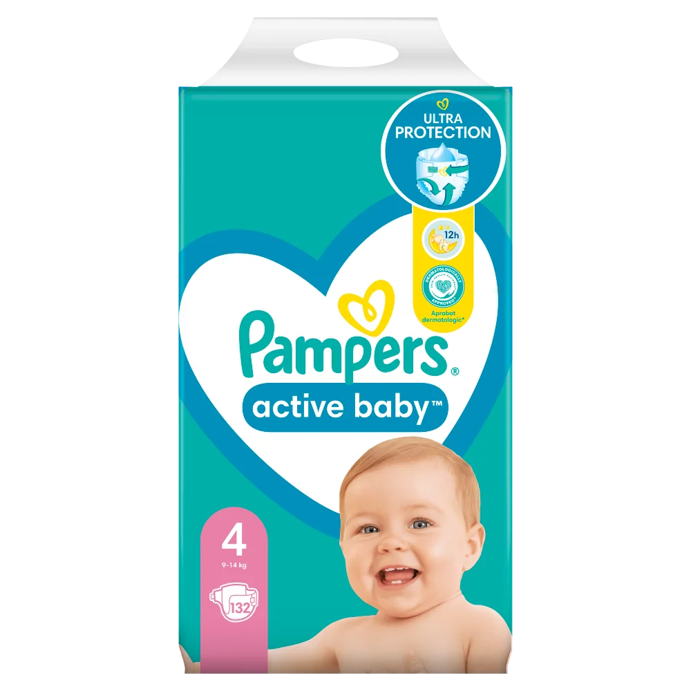 Pampers Active Baby Mega Pack pieluchy, rozmiar 4, 132 szt.