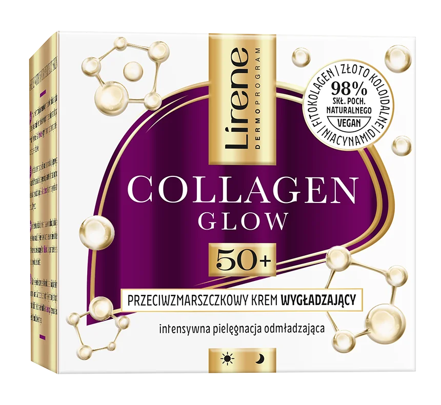 Lirene Collagen Glow przeciwzmarszczkowy krem wygładzający 50+, 50 ml