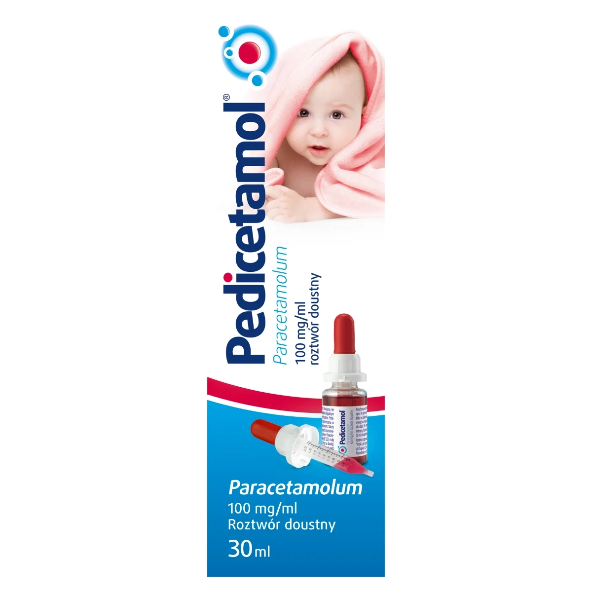 Pedicetamol lek przeciwgorączkowy i przeciwbólowy dla dzieci w postaci kropli doustnych, 30 ml