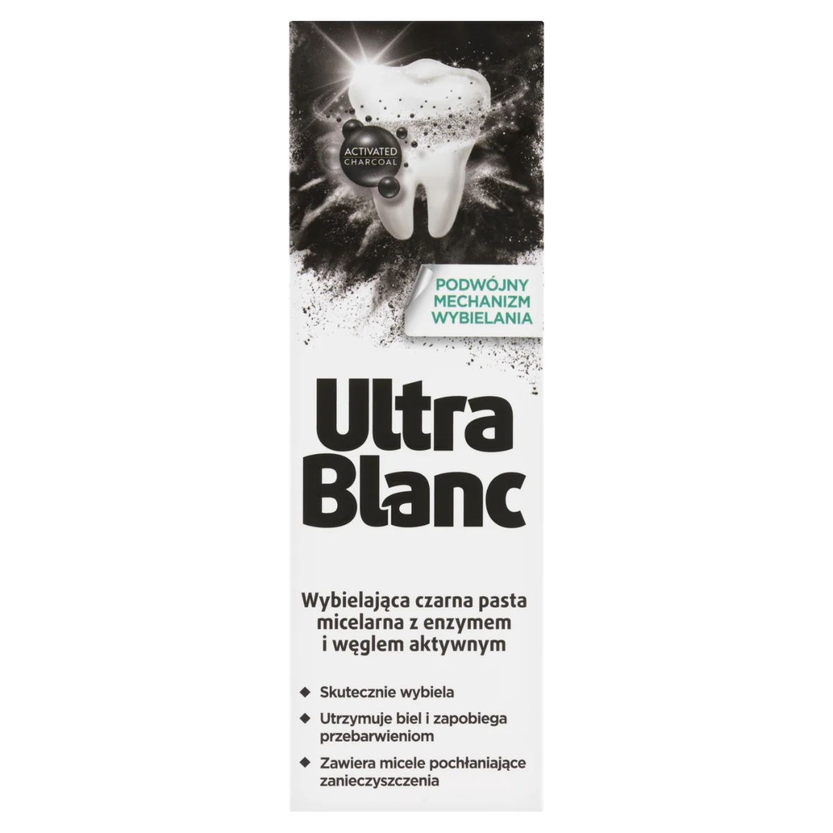 Ultrablanc Wybielająca czarna pasta micelarna z enzymem i węglem aktywnym, 75 ml