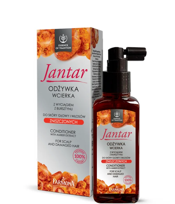 Jantar, odżywka-wcierka z wyciągiem z bursztynu do skóry głowy i włosów zniszczonych, 100 ml