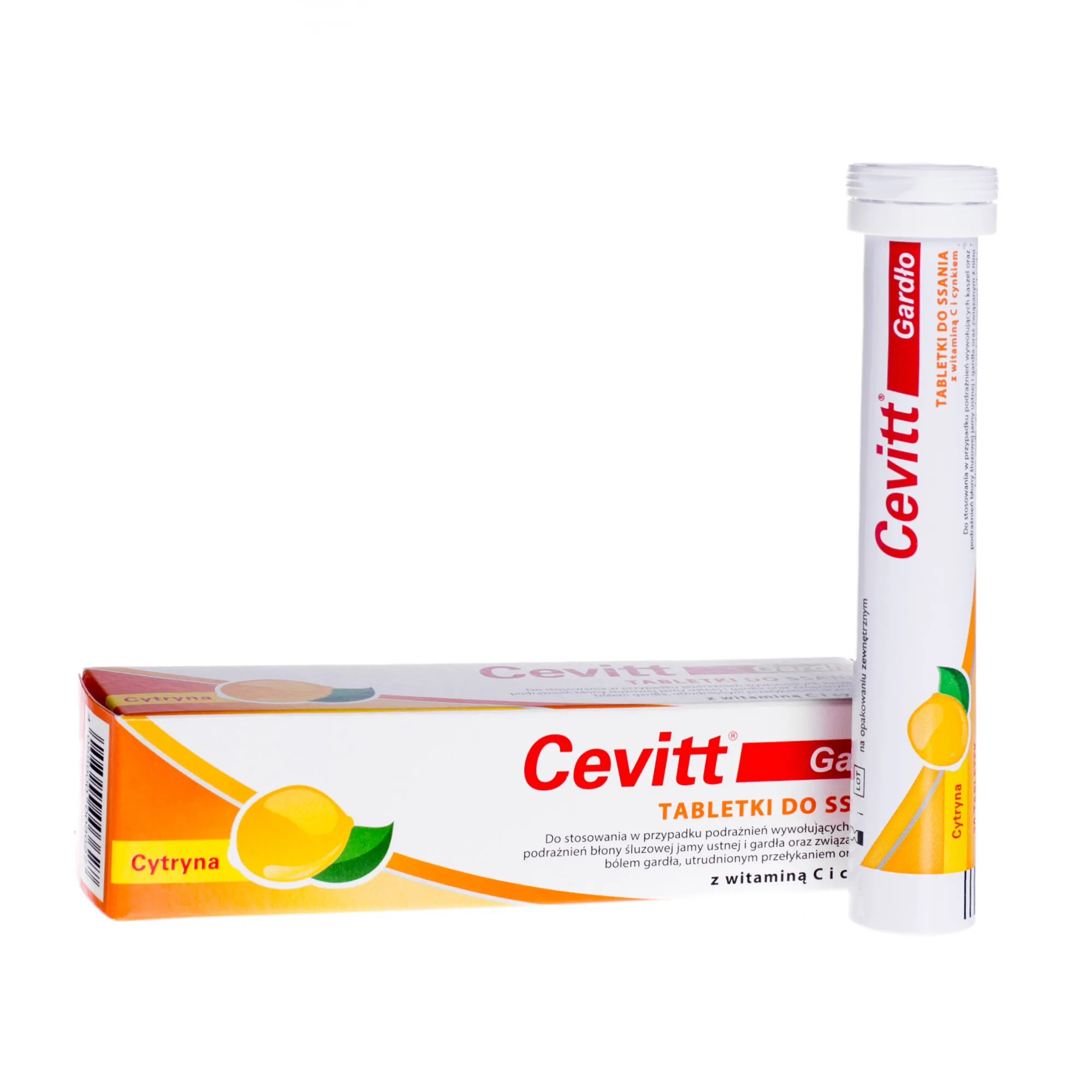 Cevitt Gardło, tabletki do ssania, smak cytrynowy, 20 tabletek
