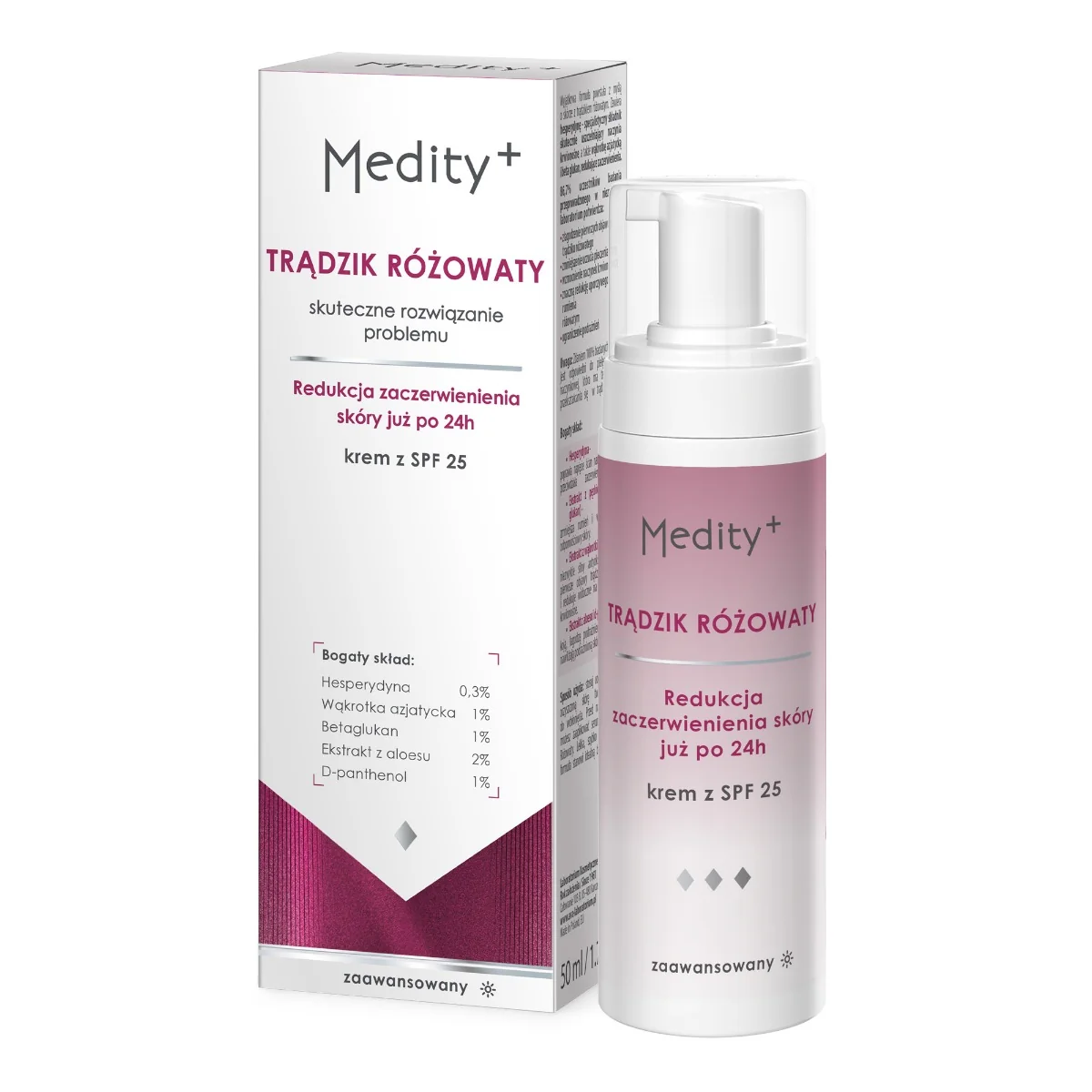 Medity+ Trądzik Różowaty Krem, SPF 25, 50 ml
