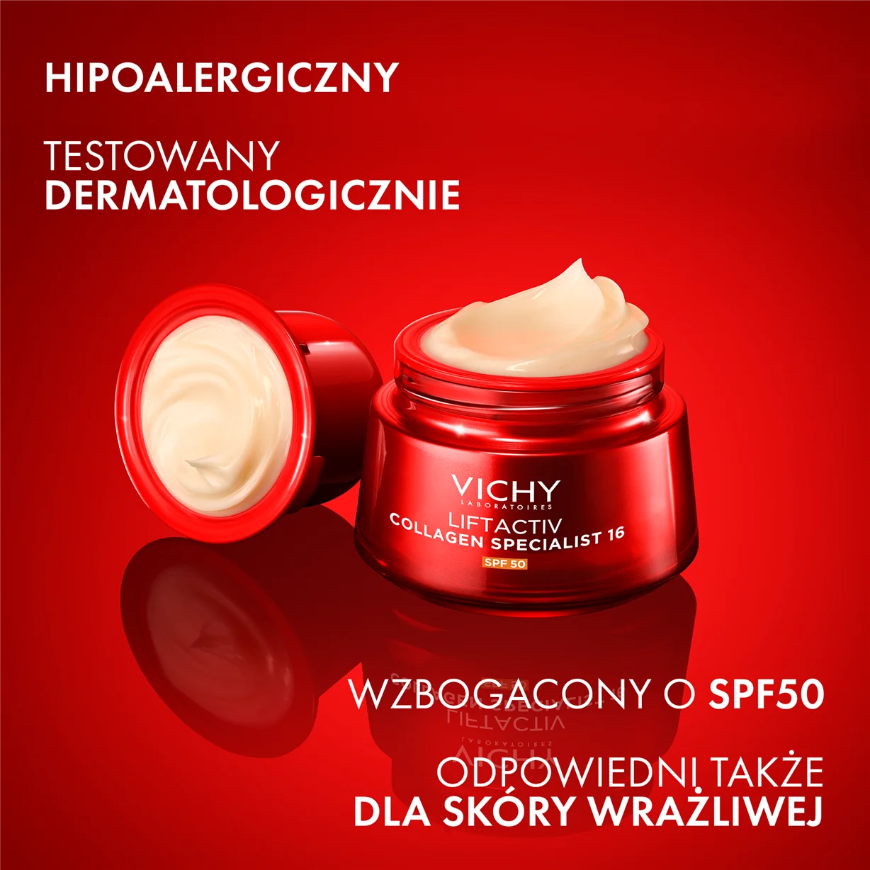 Vichy Liftactiv Collagen 16 SPF 50 krem z systemem wielokrotnego uzupełniania, 50 ml