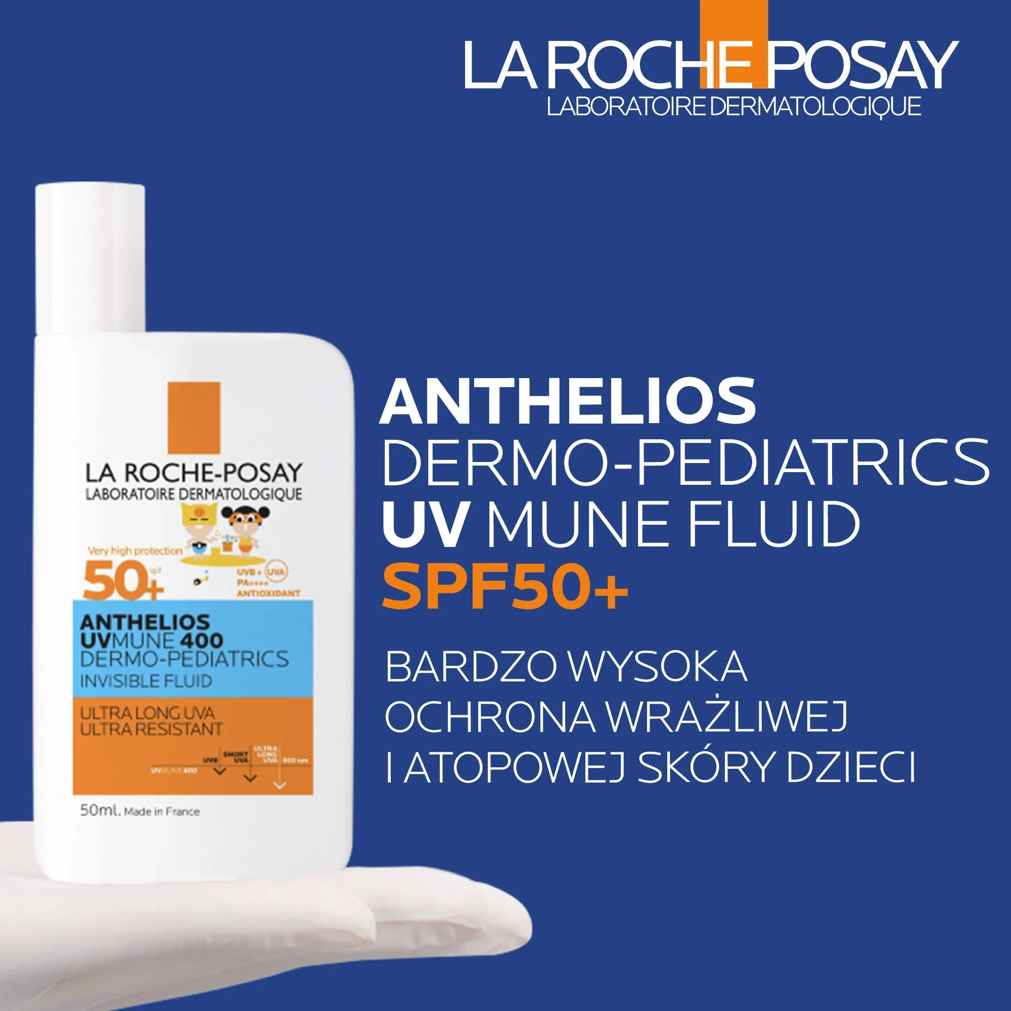 La Roche-Posay Anthelios UVMUNE 400 Dermo-Pediatrics SPF50+ niewidoczny fluid 50 ml