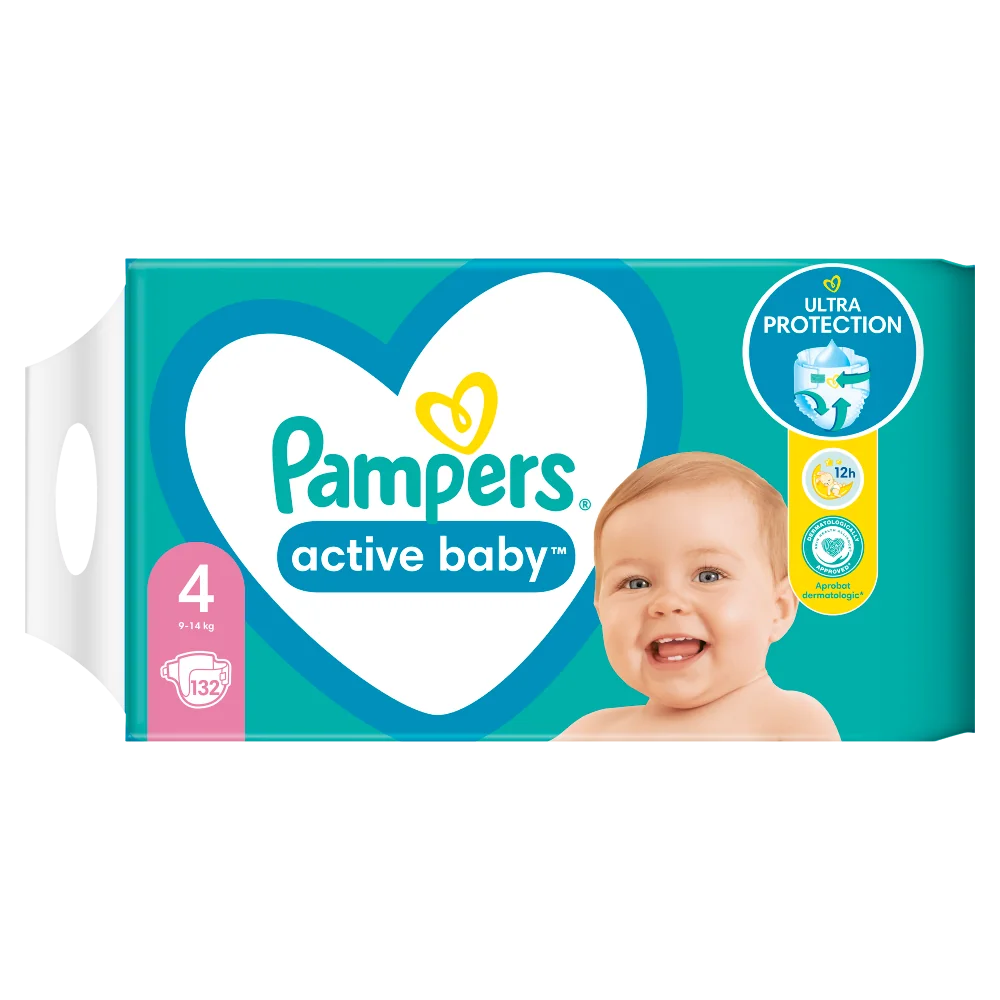 Pampers Active Baby Mega Pack pieluchy, rozmiar 4, 132 szt.