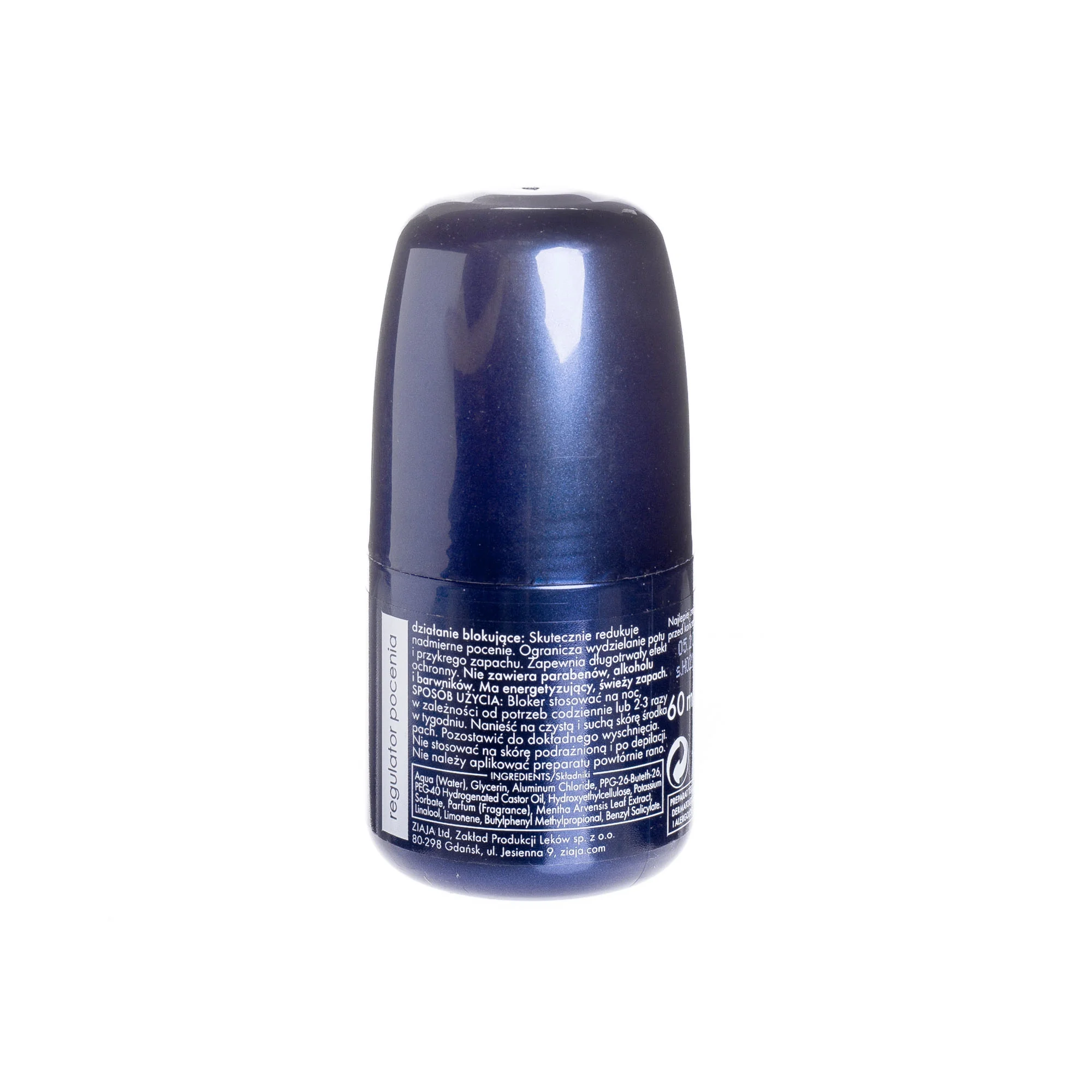 Ziaja Yego Bloker antyperspirant dla mężczyzn roll-on, 60 ml