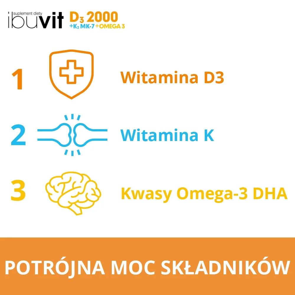 Ibuvit D3 2000 + K2 MK-7 Omega 3 30 kapsułek