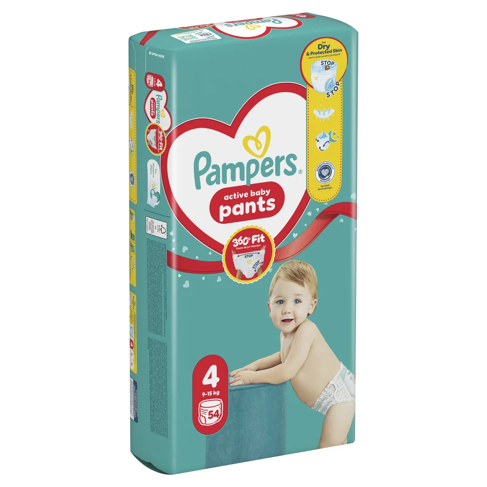 Pampers Active Baby Pants 4 pieluchomajtki, rozmiar 4, 9-15 kg, 54 sztuki