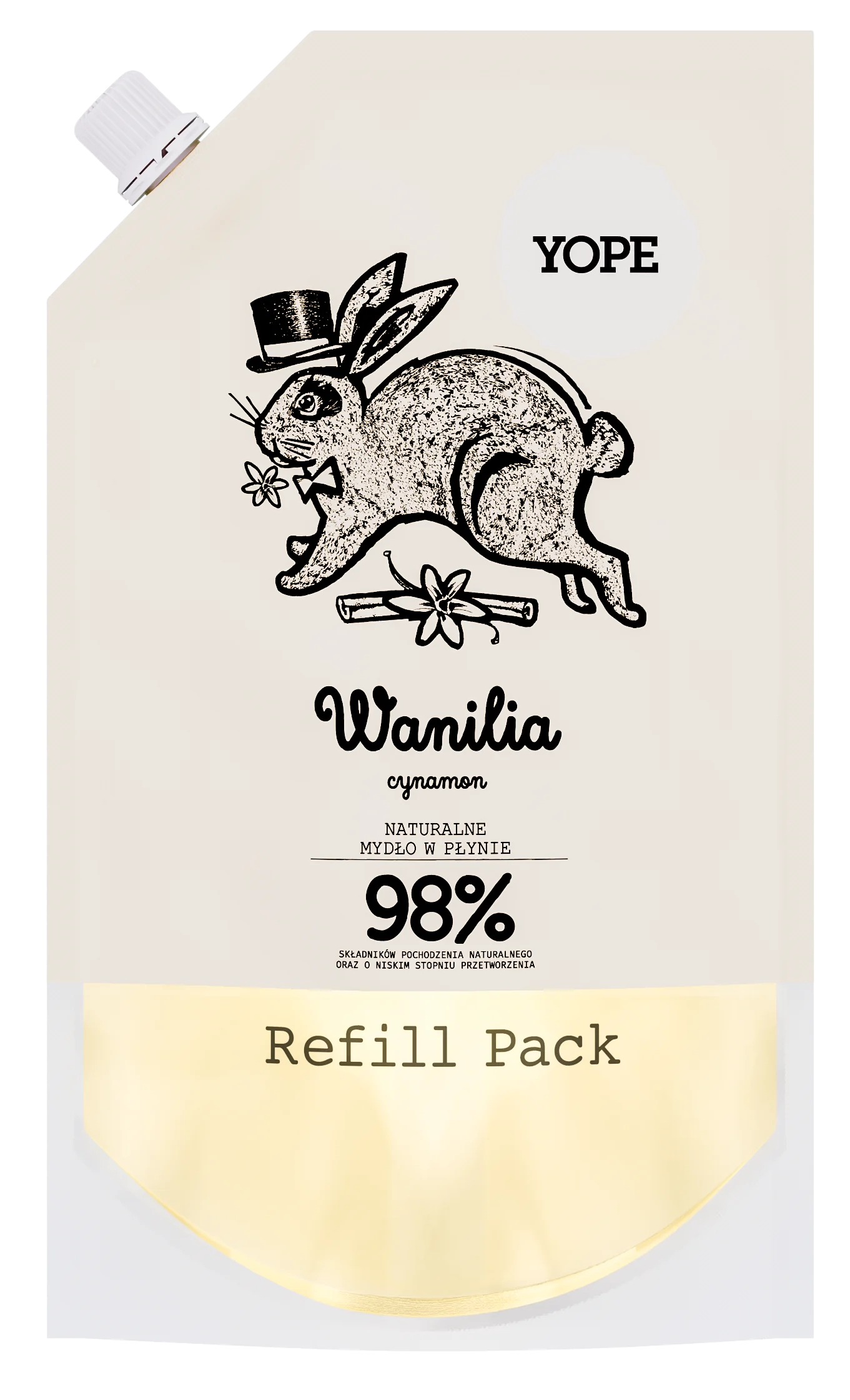 YOPE mydło w płynie wanilia i cynamon, Refill, 500 ml