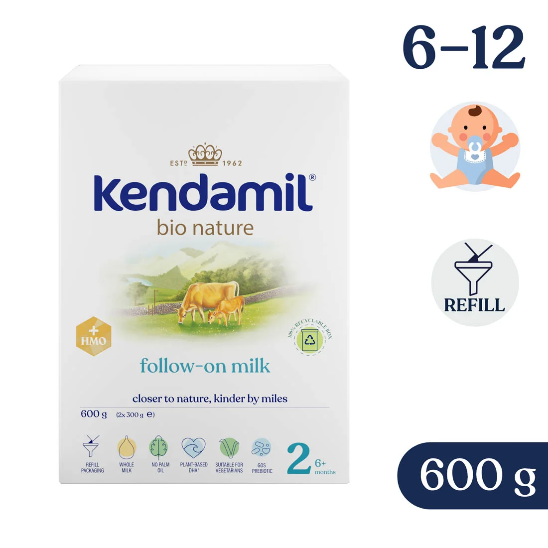 Kendamil® BIO Nature 2 mleko dla niemowląt 6-12 m, 600 g