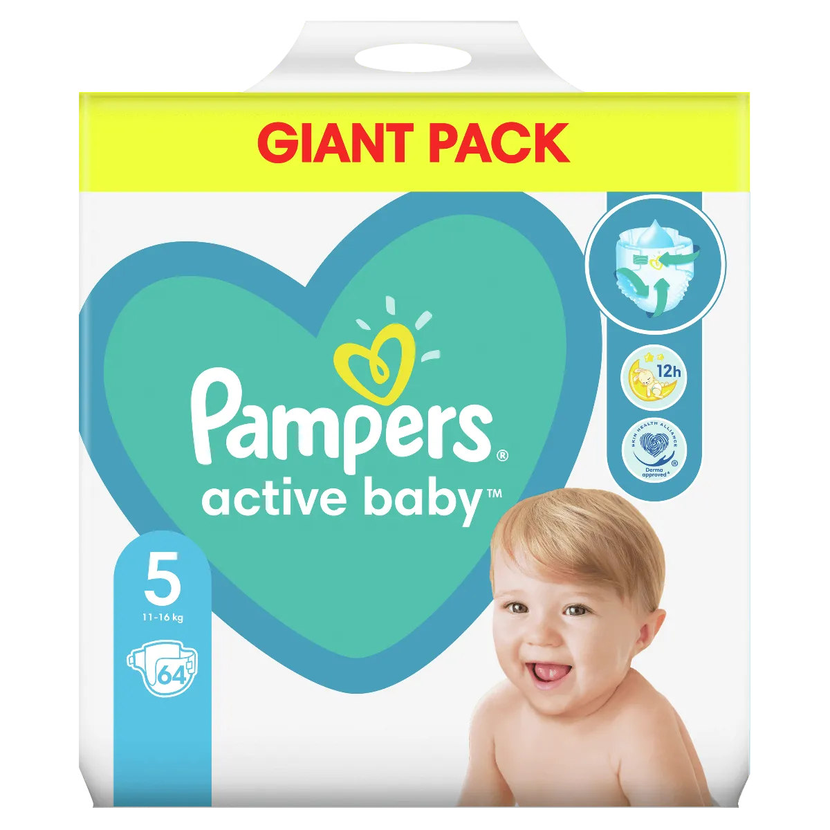 Pampers Active Baby, pieluchy, rozmiar 5, 11-16 kg, 64 sztuki 