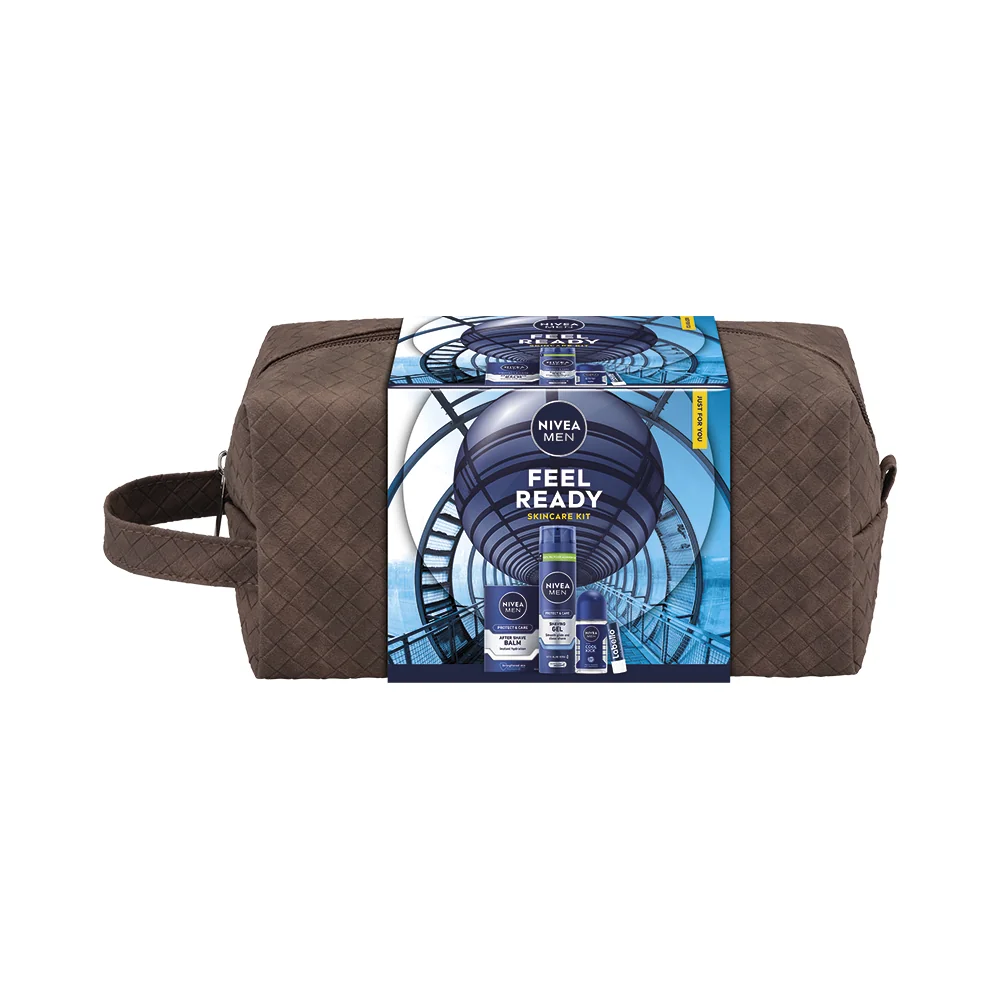 Nivea Men Feel Ready Zestaw antyperspirant, 50 ml + żel do golenia, 200 ml + balsam po goleniu, 100 ml + balsam do ust, 4,8 g