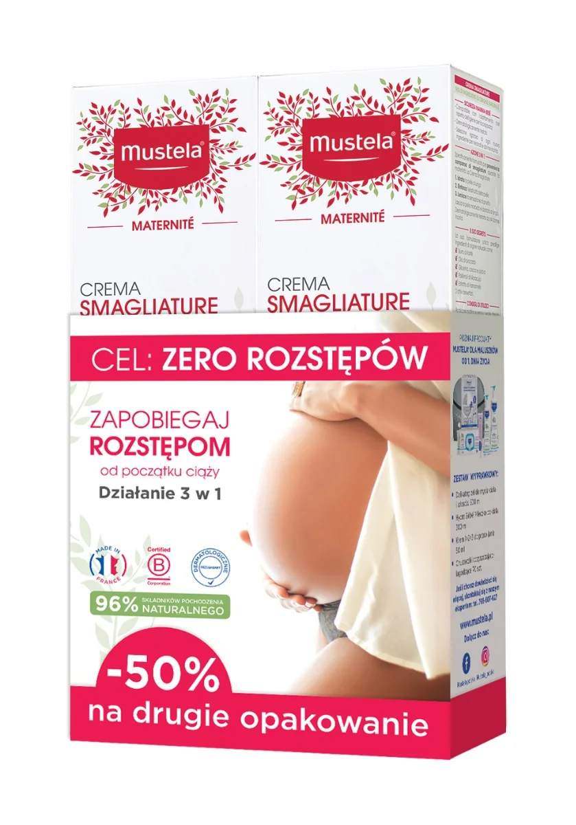 Mustela Maternite krem na rozstępy 3 w 1, 2 x 250 ml