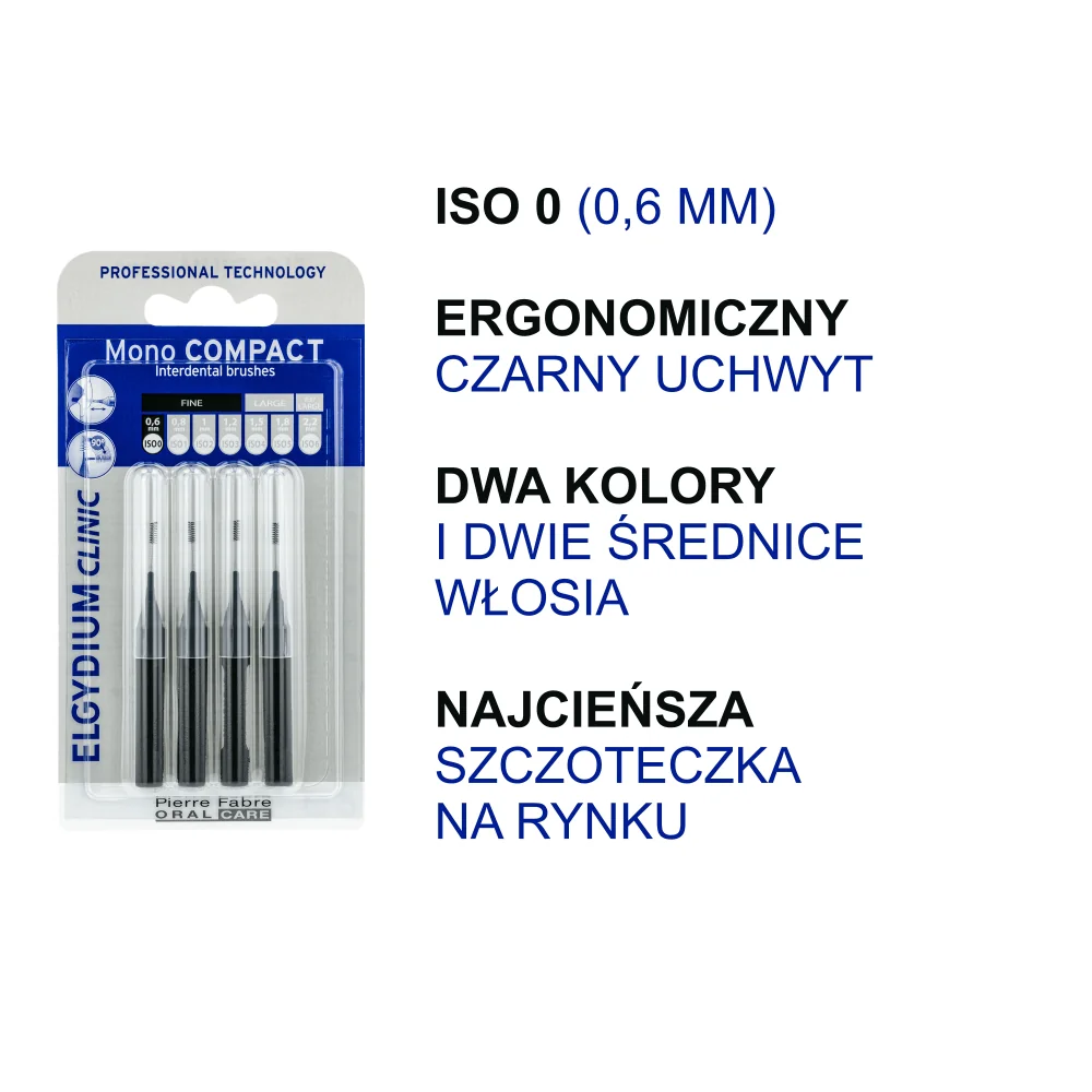 Elgydium Clinic Mono Compact czarna szczoteczka międzyzębowa, 4 sztuki