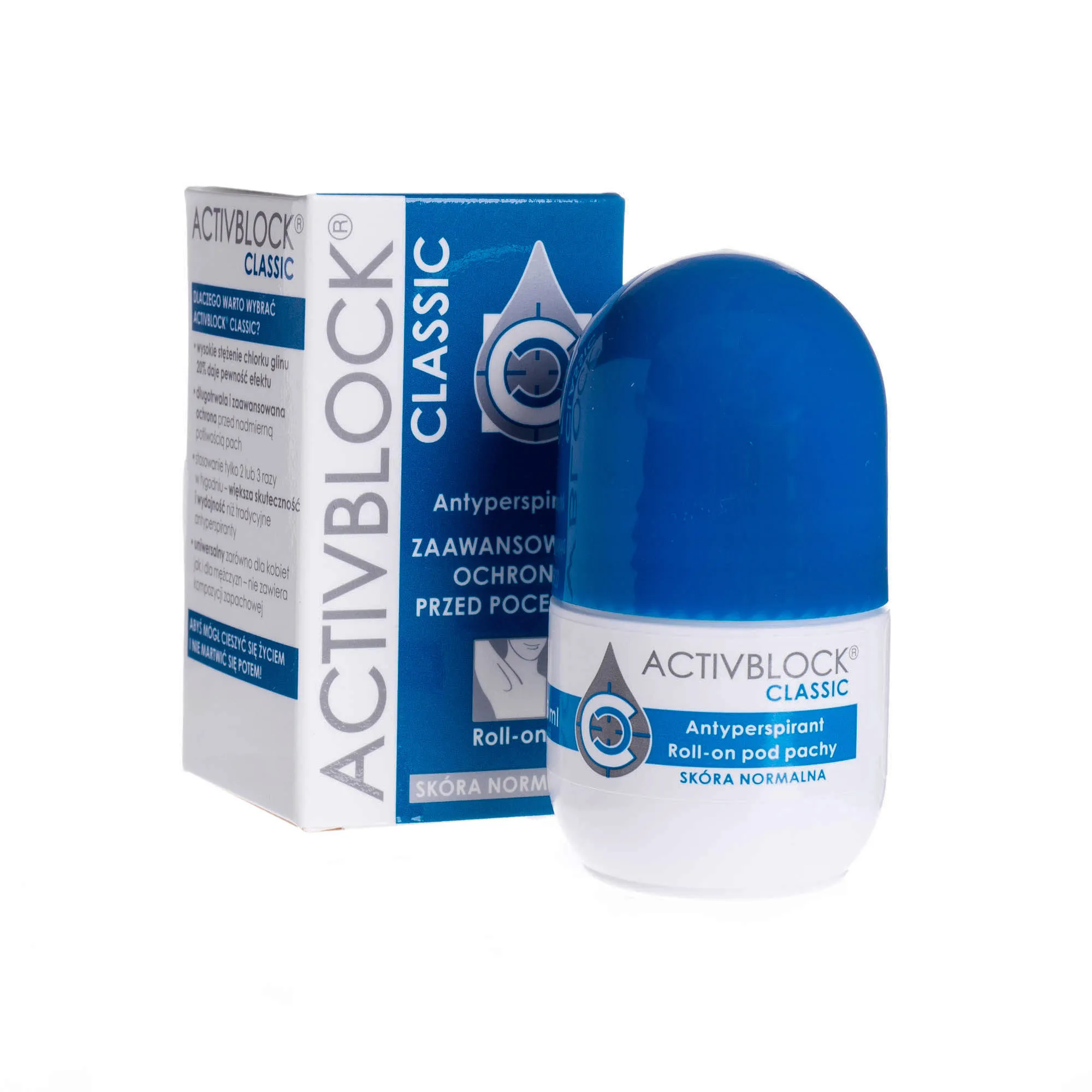 ActivBlock Classic - antyperspirant z zaawansowaną ochroną przed poceniem, roll-on 