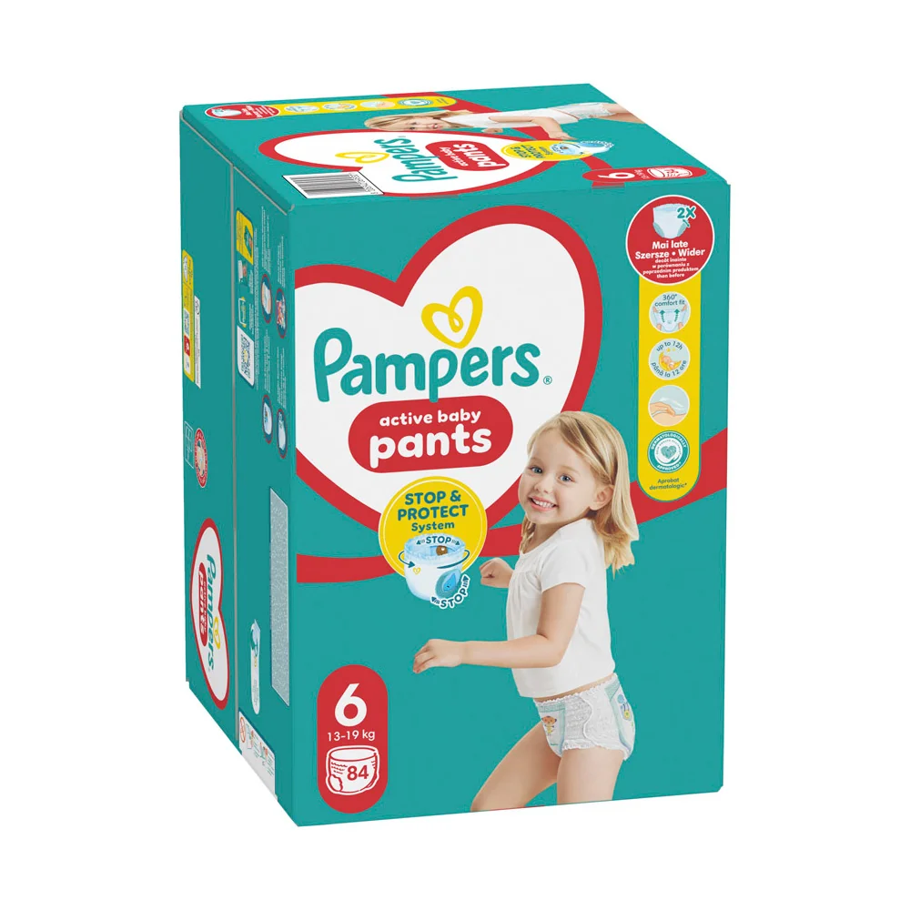 Pampers Active Baby Pants 6 pieluchomajtki, rozmiar 6, 13-19 kg, 84 sztuki