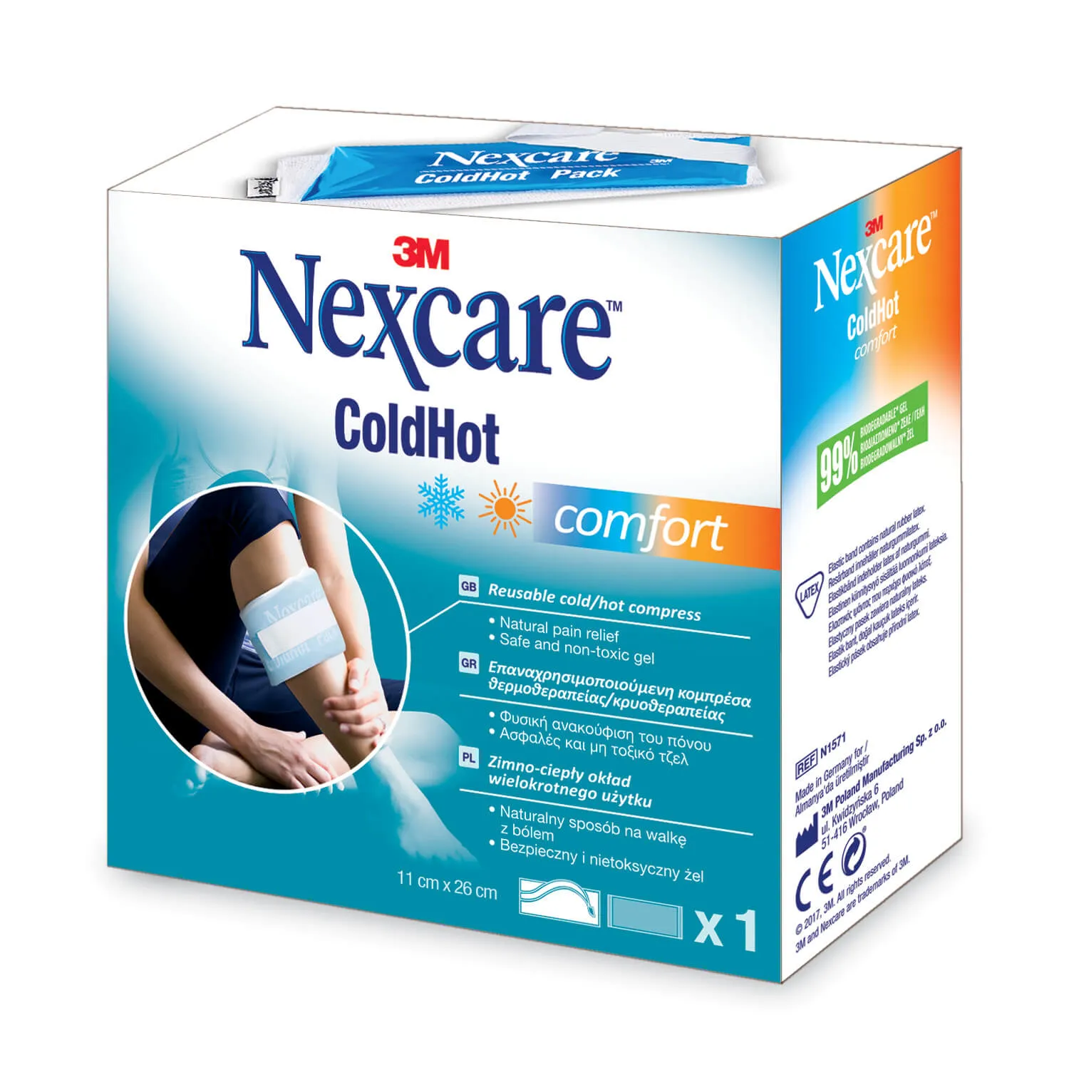 Nexcare ColdHot Comfort, okłady żelowe ciepło-zimno, 11 x 26 cm, 1 szt. 