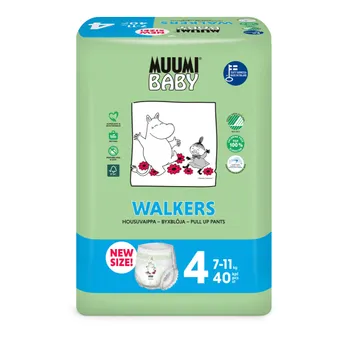 Muumi Baby  Walkers 4, Pieluchomajtki Ekologiczne 7-11 KG, 40 szt. 