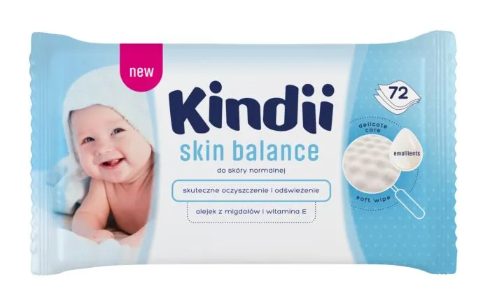 Kindii Skin Balance, chusteczki dla niemowląt do skóry normalnej, 72 sztuki