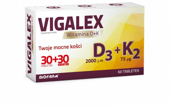 Vigalex D3+K2, suplement diety, 60 tabletek