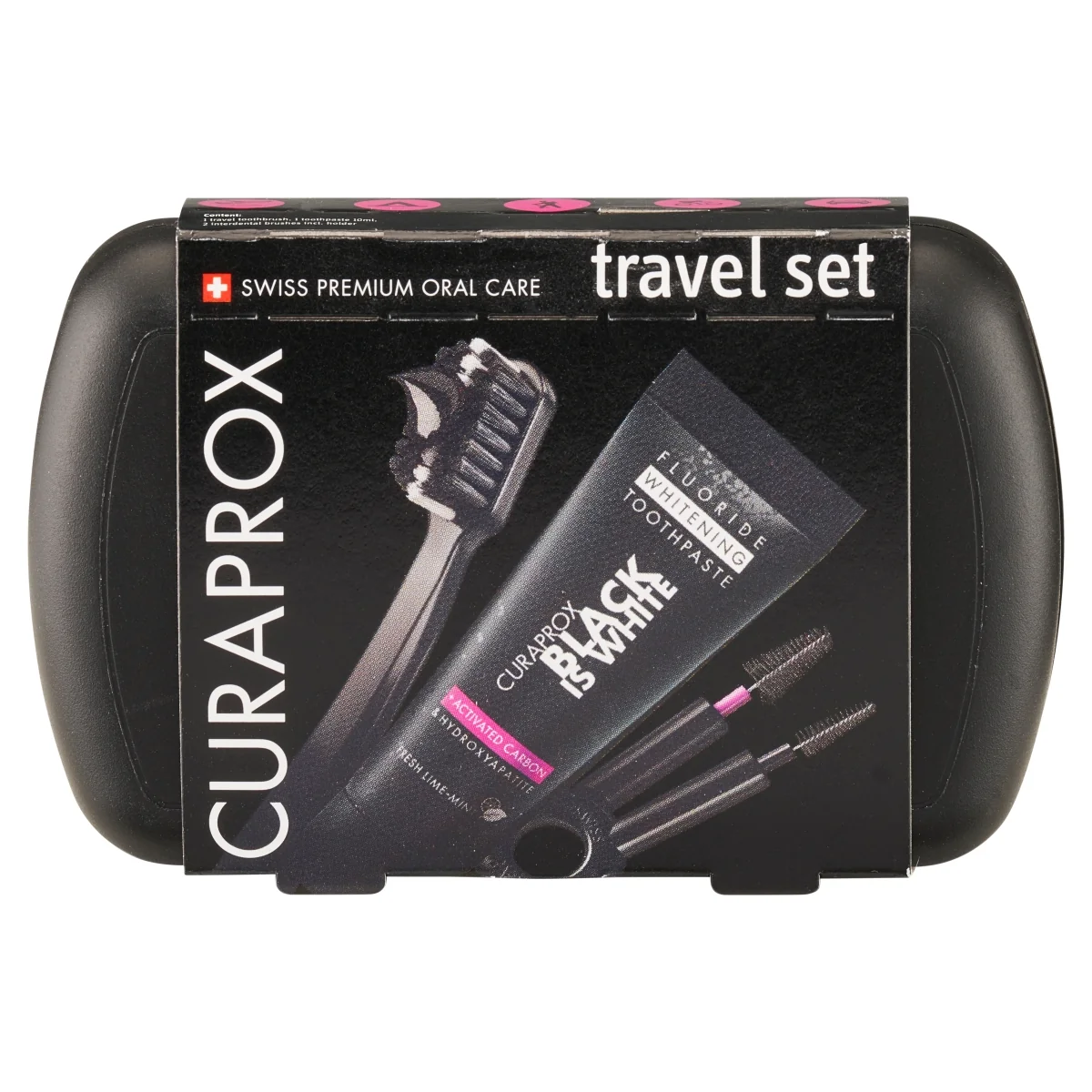 Curaprox Travel Set zestaw podróżny do czyszczenia zębów czarny