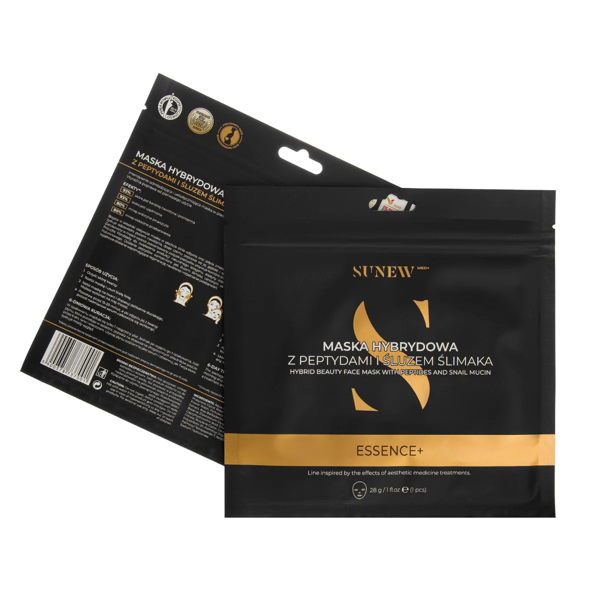 SunewMed+ ESSENCE+ maska w płachcie do twarzy z peptydami i śluzem ślimaka 1 sztuka