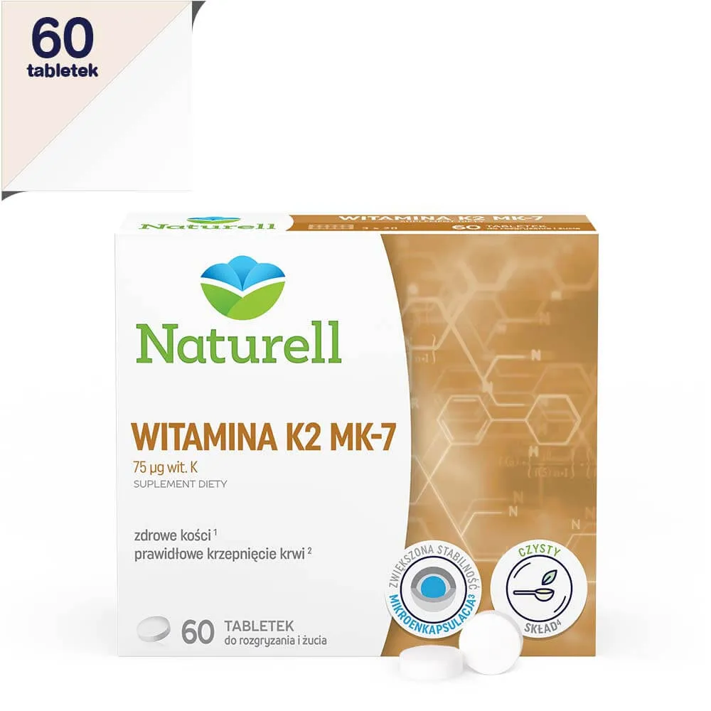 Naturell Witamina K2 MK-7, suplement diety, 60 tabletek do ssania 