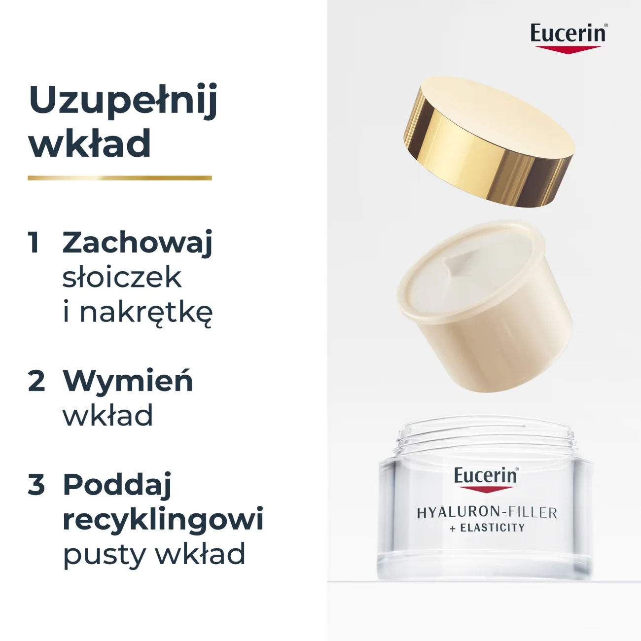 Eucerin Hyaluron-Filler + Elasticity przeciwzmarszczkowy krem na dzień do skóry dojrzałej SPF 30 REFILL, 50 ml