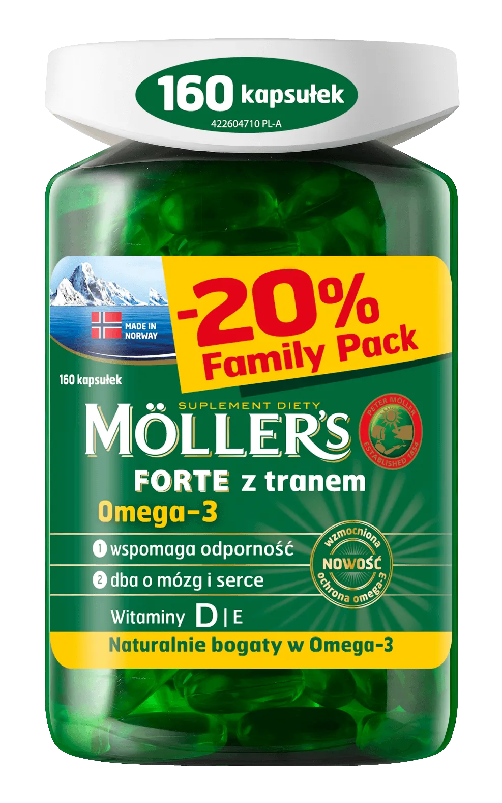 Moller's Forte, suplement diety, 160 kapsułek