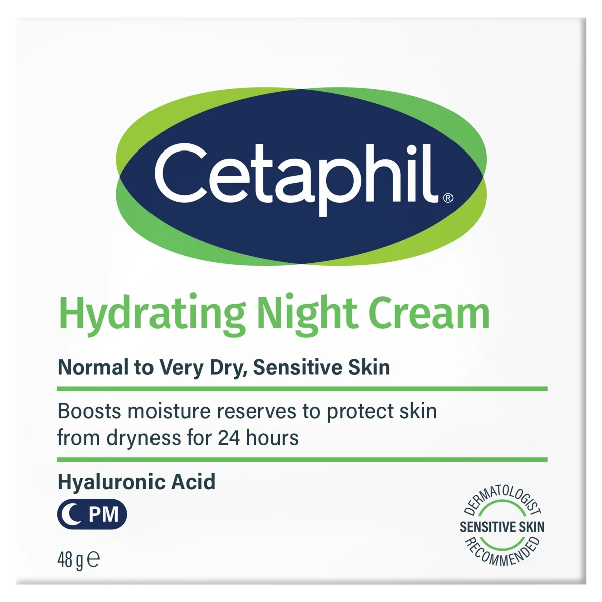 Cetaphil krem nawilżający na noc z kwasem hialuronowym, 48 g