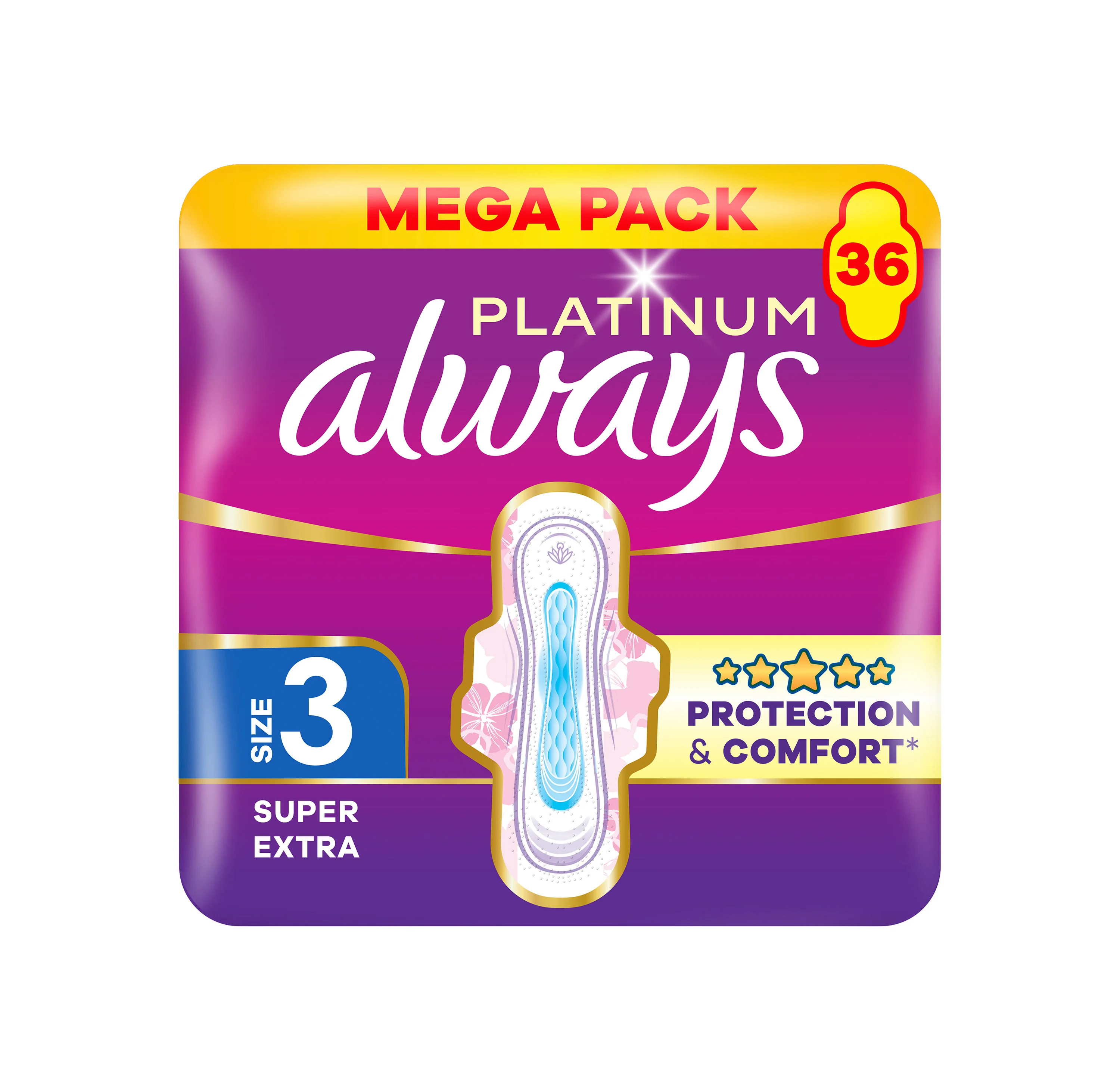 Always Platinum Super Extra podpaski ze skrzydełkami rozmiar 3, 36 sztuk