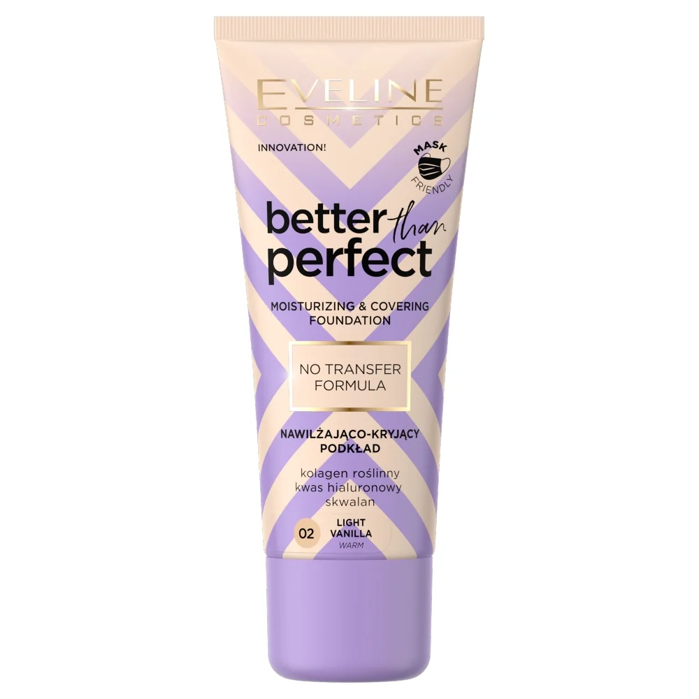 Eveline Cosmetics Better Than Perfect nawilżająco-kryjący podkład z formułą No Transfer nr 02 Light vanilia, 30 ml