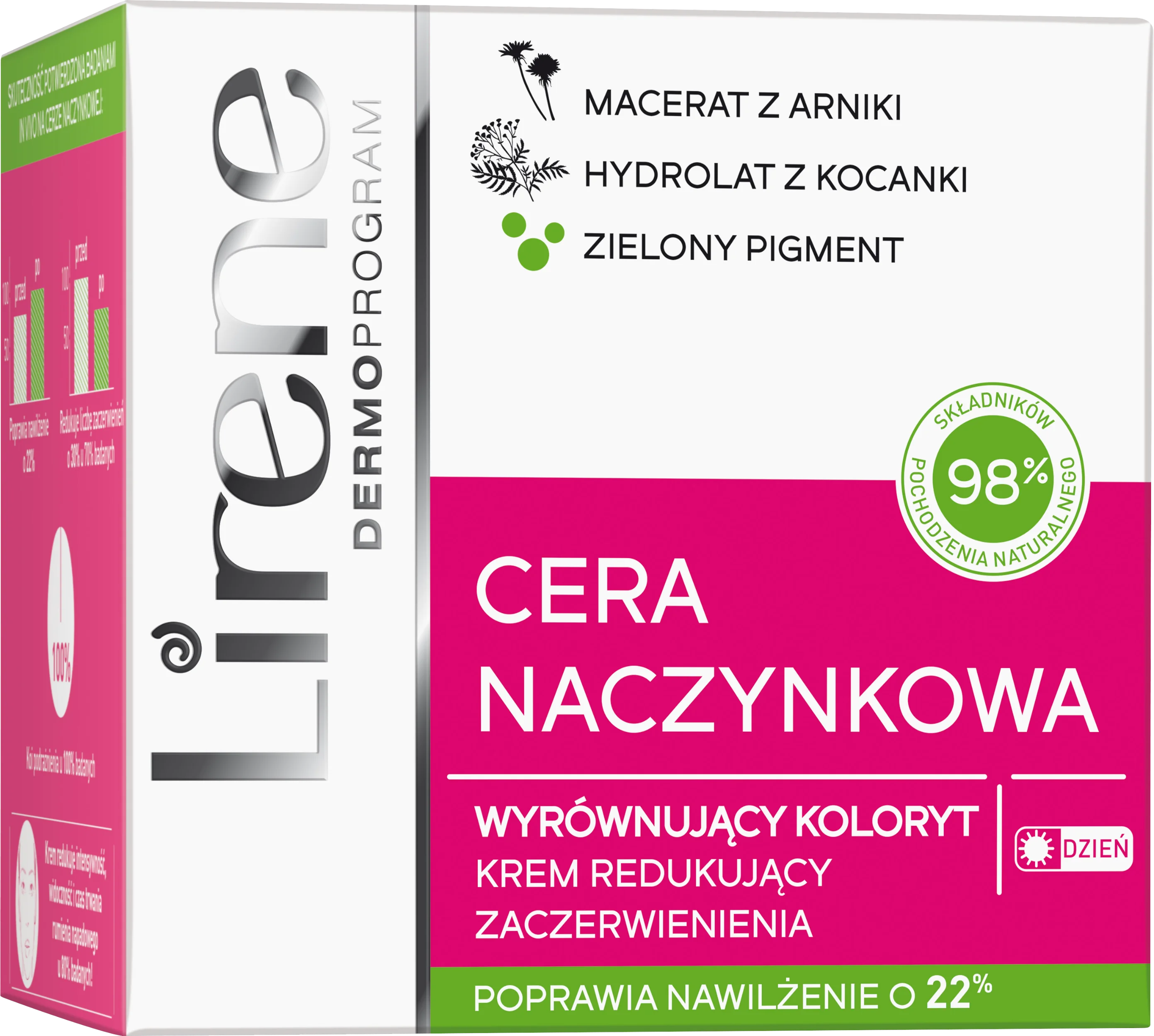 Lirene CERA NACZYNKOWA wyrównujący koloryt krem redukujący zaczerwienienia na dzień, 50 ml