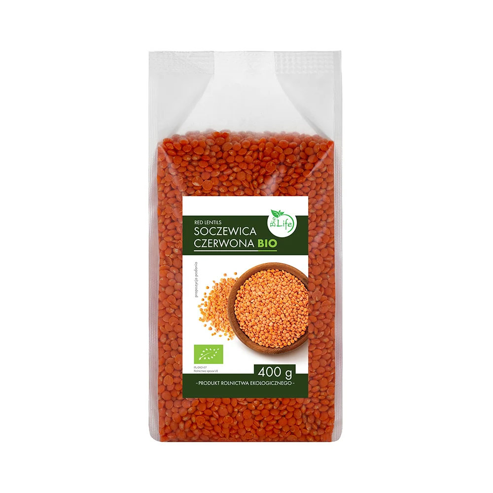 BioLife ekologiczna soczewica czerwona, 400 g