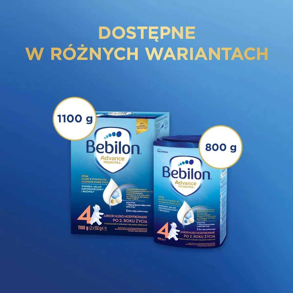Bebilon Junior z Pronutra+ 4 odżywcza formuła na bazie mleka powyżej 2 roku życia, 800 g